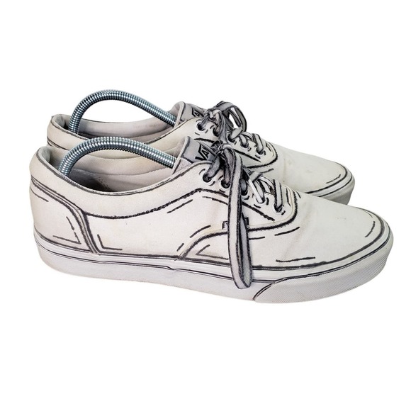 VANS Other - Vans Custom Hand Drawn White Comic Style Lace Ups Mens 10.5